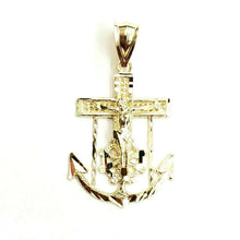 Load image into Gallery viewer, New 10k solid yellow Gold Jesus anchor and wheel Pendant charm fine jewelry 2.3g
