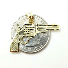 Load image into Gallery viewer, New 10k yellow solid Gold handgun pistol Pendant charm fine gift jewelry 1.3g

