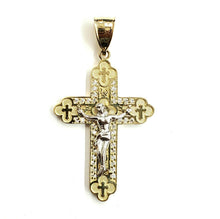 Load image into Gallery viewer, 10k two tone gold cross Jesus pendant with cubic zirconia fine gift jewelry 7.3g
