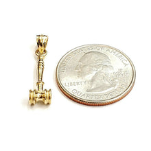 Load image into Gallery viewer, 14k Yellow Gold 3D judges gavel Auctioneer mallet Hammer Pendant jewelry 1.7g
