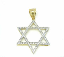 Load image into Gallery viewer, 14k yellow gold star of David Israel pendant Cubic zirconia fine jewelry 3.8g

