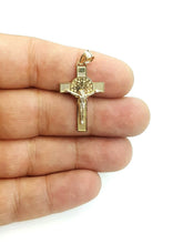 Load image into Gallery viewer, 14k gold two tone saint benedict san Benito cross pendant religious jewelry 2.3g
