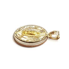 Load image into Gallery viewer, 14k yellow gold oval virgin Mary Guadalupe religious pendant diamond cut 2.2g
