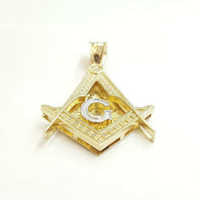 Load image into Gallery viewer, 10k two-tone solid Gold Freemason Masonic Pendant charm jewelry fine gift 5.3g
