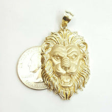 Load image into Gallery viewer, 14k yellow solid Gold lion leo head face zodiac Pendant charm fine jewelry 8.4g
