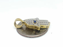 Load image into Gallery viewer, New 14k yellow gold khamsa hamsa hand eye Jewish religious cubic zirconia 2.5g
