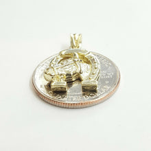 Load image into Gallery viewer, 10k yellow Gold horseshoe horse head Pendant lucky fine gift jewelry unisex 2.8g
