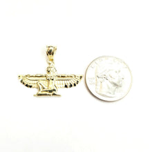 Load image into Gallery viewer, New 10k yellow solid Gold Egyptian isis winged goddess Pendant fine jewelry 2.3g
