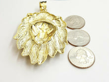 Load image into Gallery viewer, 10k yellow solid Gold big lion head face Pendant charm men's gift jewelry 18.2g
