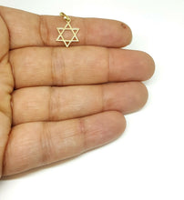Load image into Gallery viewer, 14k yellow gold star of David Jewish Israel charm pendant religious jewelry 0.6g
