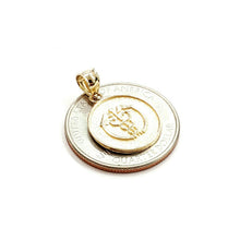 Load image into Gallery viewer, 14k yellow Gold round caduceus of Hermes medical sign Pendant charm jewelry 1.7g

