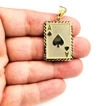 Load image into Gallery viewer, 10k yellow Gold Ace of spade Pendant playing card gambling fine jewelry 4.9g
