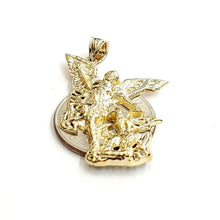 Load image into Gallery viewer, New 14k yellow gold saint Michael pendant charm fine religious gift jewelry 4.5g
