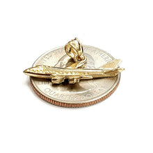 Load image into Gallery viewer, New 14k yellow Gold solid Airplane Aviation pendant charm gift fine jewelry 1.8g
