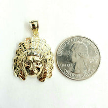 Load image into Gallery viewer, New 10k yellow solid Gold Indian face head Pendant diamond cut fine jewelry 3.2g
