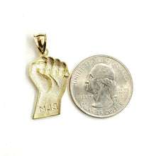 Load image into Gallery viewer, 10k yellow gold fist BLM black lives matter pendant charm jewelry unisex 1.9g
