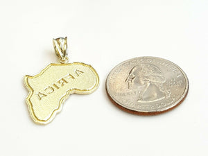 10k yellow gold Africa continent outline map pendant charm fine gift unisex 2.7g