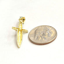 Load image into Gallery viewer, New 10k yellow Gold dagger knife Pendant charm Unisex Gift fine jewelry 2.2g
