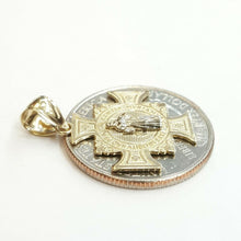 Load image into Gallery viewer, 14k gold two tone saint benedict san benito cross pendant religious jewelry 2.1g
