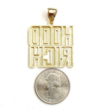 Load image into Gallery viewer, New 10k yellow Gold Hood Rich word Pendant charm diamond cut fine jewelry 7.2g
