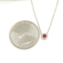 Load image into Gallery viewer, New 14k white Gold 0.18Ct real Diamond &amp; ruby necklace gift 18&quot; adjustable chain
