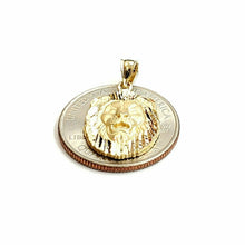 Load image into Gallery viewer, 14k yellow solid Gold lion leo head face Pendant charm fine gift jewelry 2.4g
