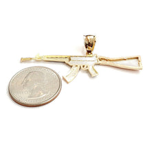 Load image into Gallery viewer, 14k multi color Gold AK-47 machine gun military rifle Pendant charm  gift 3.9g
