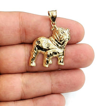 Load image into Gallery viewer, 10k yellow Gold bulldog full body Pendant charm diamond cut fine jewelry 3.6g
