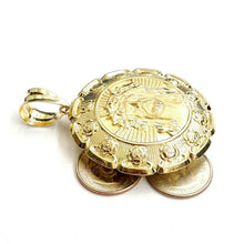 Load image into Gallery viewer, 10k yellow gold hollow two sided Jesus &amp; virgin Guadalupe pendant 2.18" 27g

