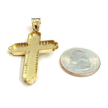 Load image into Gallery viewer, 10k two tone gold cross Jesus pendant with cubic zirconia fine gift jewelry 7.3g
