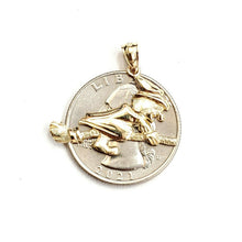Load image into Gallery viewer, New 14k yellow Gold solid Witch on Broom Pendant charm Gift fine jewelry 1.8g
