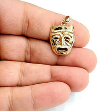 Load image into Gallery viewer, 14k yellow gold cry later sad face mask drama theater act pendant jewelry 2.5g
