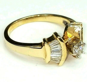 0.68Ct Natural Diamond In 14k yellow Gold Wedding/Engagement Ring 9mm Size 7