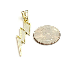 Load image into Gallery viewer, 10k yellow gold lightning bolt pendant charm fine gift jewelry diamond cut 2.4g

