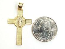 Load image into Gallery viewer, 14k gold two tone saint benedict san benito cross pendant religious jewelry 2.4g
