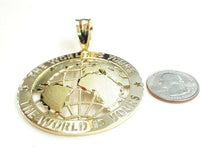 Load image into Gallery viewer, 10k yellow gold round globe planet earth world map pendant jewelry 2.26" 14.7g
