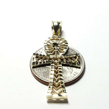Load image into Gallery viewer, 10k yellow gold Egyptian ankh cross pendant charm fine religious jewelry 2.6g
