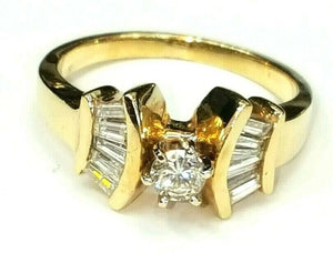 0.68Ct Natural Diamond In 14k yellow Gold Wedding/Engagement Ring 9mm Size 7