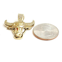 Load image into Gallery viewer, 10k yellow Gold Taurus bull zodiac Pendant cubic zirconia fine gift jewelry 4.6g
