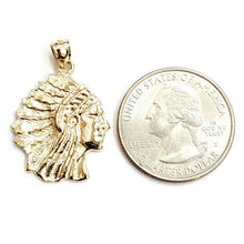 Load image into Gallery viewer, New 14k solid yellow Gold Indian Chief face head Pendant fine jewelry 3.6g
