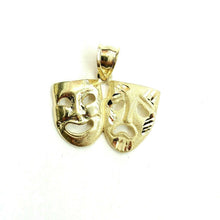 Load image into Gallery viewer, 10k yellow gold happy &amp; sad face theater pendant fine gift jewelry unisex 2.4g
