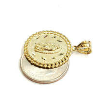 Load image into Gallery viewer, 10k yellow gold round virgin Guadalupe Pendant fine religious jewelry 0.97" 3.8g
