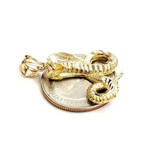 Load image into Gallery viewer, 14k yellow gold cobra snake reptile Pendant charm diamond cut fine jewelry 4.5g
