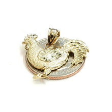 Load image into Gallery viewer, 14k yellow Gold rooster chicken bird Pendant charm diamond cut fine jewelry 2.9g
