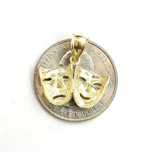 Load image into Gallery viewer, 10k yellow gold happy &amp; sad face theater pendant fine gift jewelry unisex 1.9g
