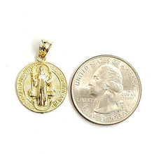 Load image into Gallery viewer, New 10k yellow gold round saint benedict san Benito pendant jewelry 0.69" 2.1g
