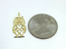 Load image into Gallery viewer, New 14k yellow gold owl full body pendant charm gift fine jewelry unisex 0.8g
