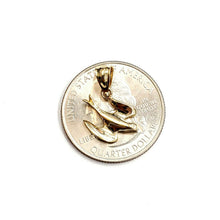 Load image into Gallery viewer, New 14k yellow Gold Tiny Dove bird Pendant charm love gift fine jewelry 1.1g
