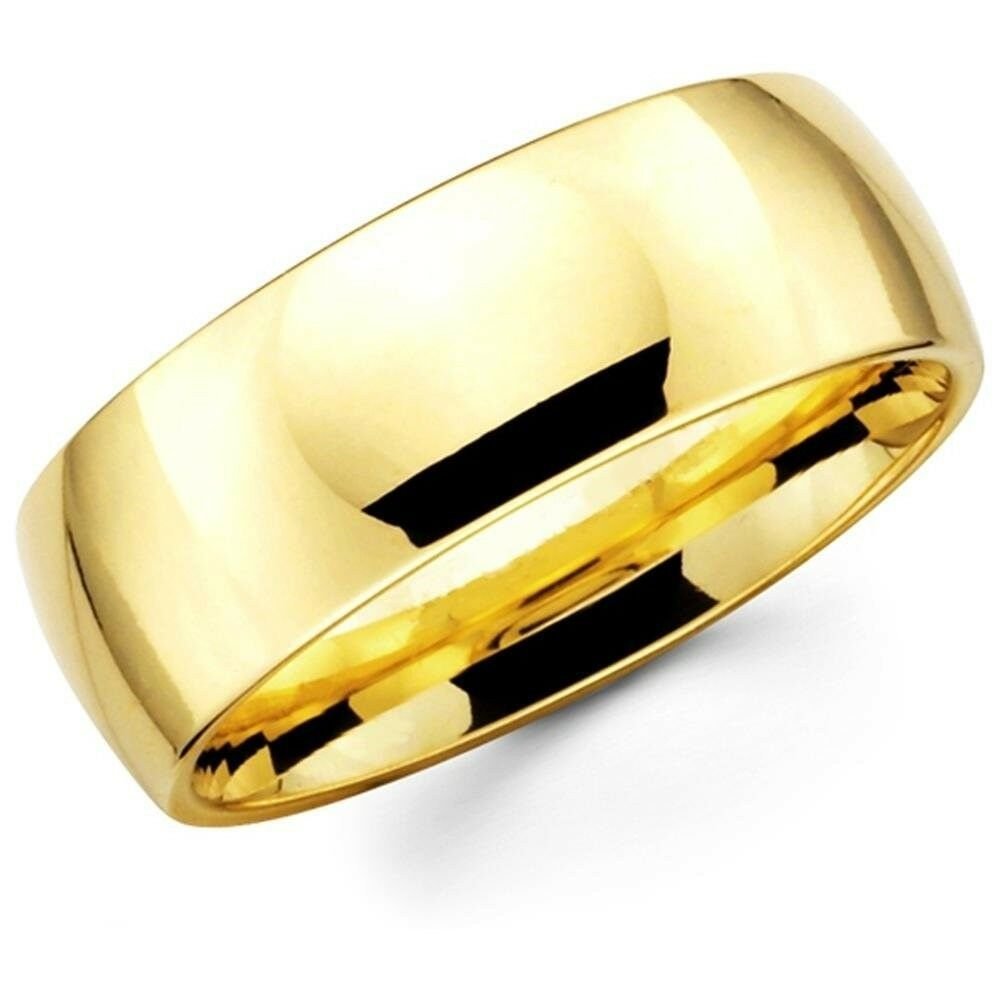Mens Solid 14K Yellow Gold Plain Wedding Ring Band Comfort Fit 8MM Size 10.75