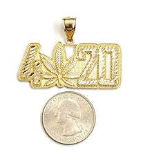 Load image into Gallery viewer, 10k yellow Gold 4/20 marijuana word Pendant charm diamond cut fine jewelry 7.3g
